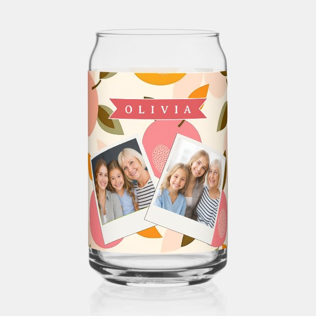 Verre Canette Personalized Peach Pattern Cute Retro Summer (Recto)