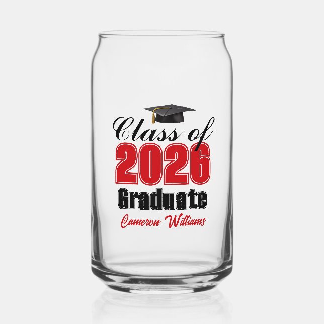 Verre Canette Personalized Red Class of 2026 Graduation (Recto)