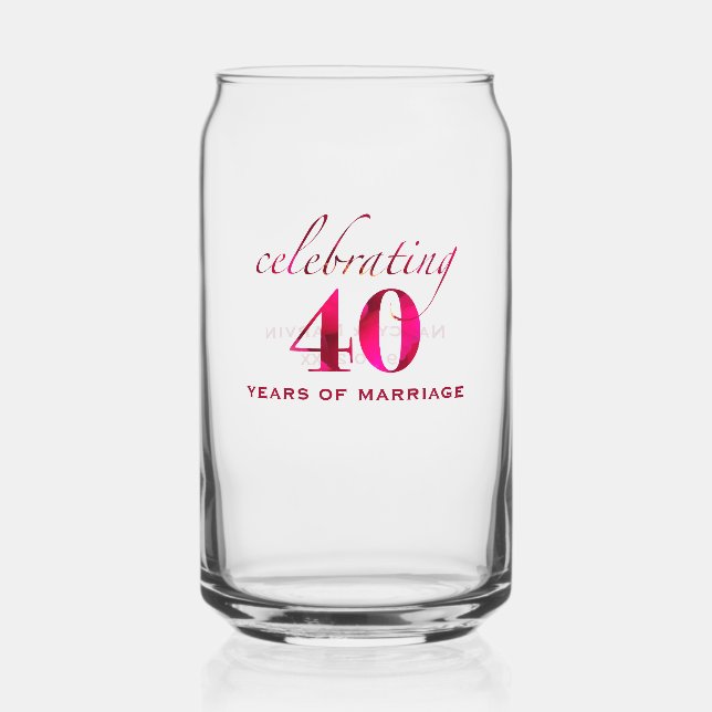 Verre Canette Personalized Ruby 40th Anniversary Keepsake Gift (Recto)