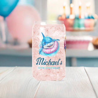 Verre Canette Personalized Waterpark Shark Pool Party