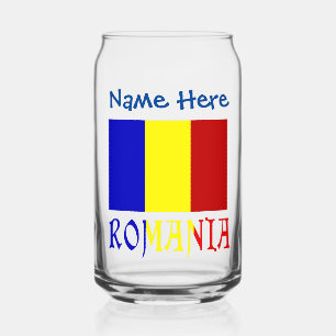 Verre Canette Personnalisation Bleue du Drapeau de la Roumanie e