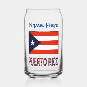 Verre Canette Personnalisation bleue du drapeau de Porto Rico