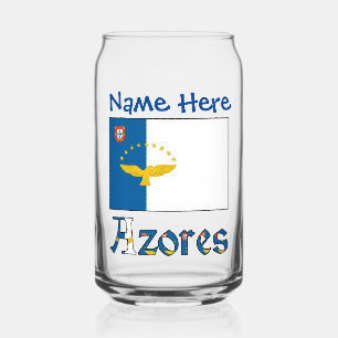 Verre Canette Personnalisation Drapeau Azoréen Bleu des Açores 