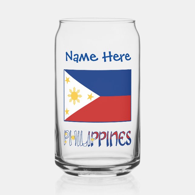 Verre Canette Personnalisation du drapeau philippin bleu (Recto)