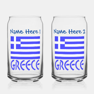 Verre Canette Personnalisation Grèce et Drapeau Grec Bleu