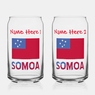 Verre Canette Personnalisation rouge du drapeau samoan