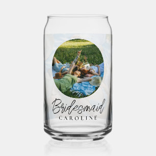 Verre Canette Personnalisé 2 Photo Script élégant Bridesmaid Cad