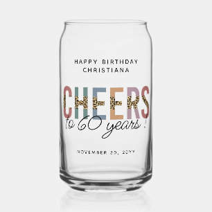 Verre Canette Personnalisé Moderne 60e Anniversaire Leopard Typo