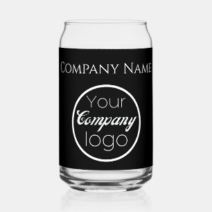 Verre Canette Personnalisé noir blanc Ajouter logo ici promo