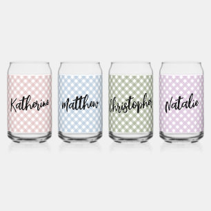 Verre Canette Personnalisé Pastel Rose bleu vert violet Motif Pl