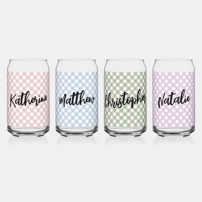 Verre Canette Personnalisé Pastel Rose bleu vert violet Motif Pl (Recto)