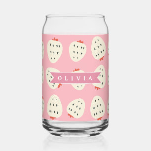 Verre Canette Personnalisé Rose Fraise Nom Joliment Féminin