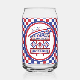Verre Canette Personnalisé USA 250–Marquise Rétro Patriotique