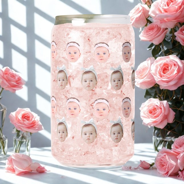 Verre Canette Personnalisé Visage 2 Photos, Personnalisé Visage, (Créateur téléchargé)