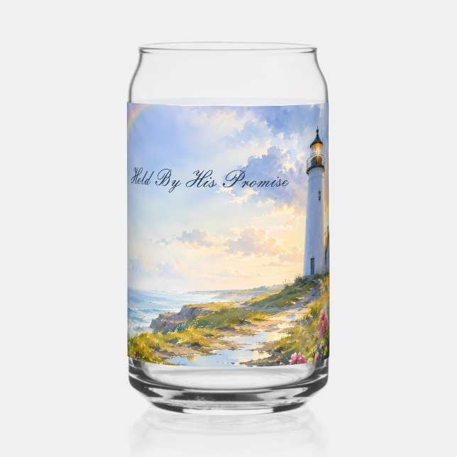 Verre Canette Phare Arc-en-Ciel Aquarelle Côtière (Recto)