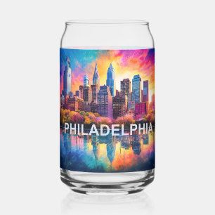 Verre Canette Philadelphie colorée Skyline