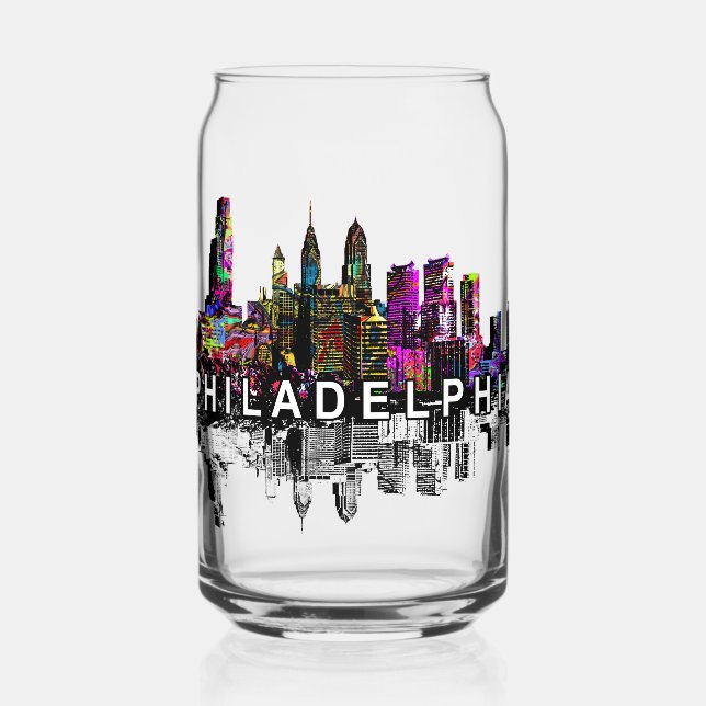 Verre Canette Philadelphie en graffiti avec monogramme (Recto)