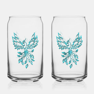 Verre Canette Phoenix bleu se lève sur blanc