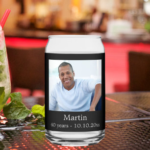 Verre Canette Photo d'anniversaire noir blanc