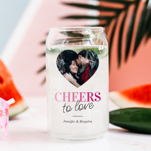 Verre Canette Photo de cœur d'amour pour toast de mariage