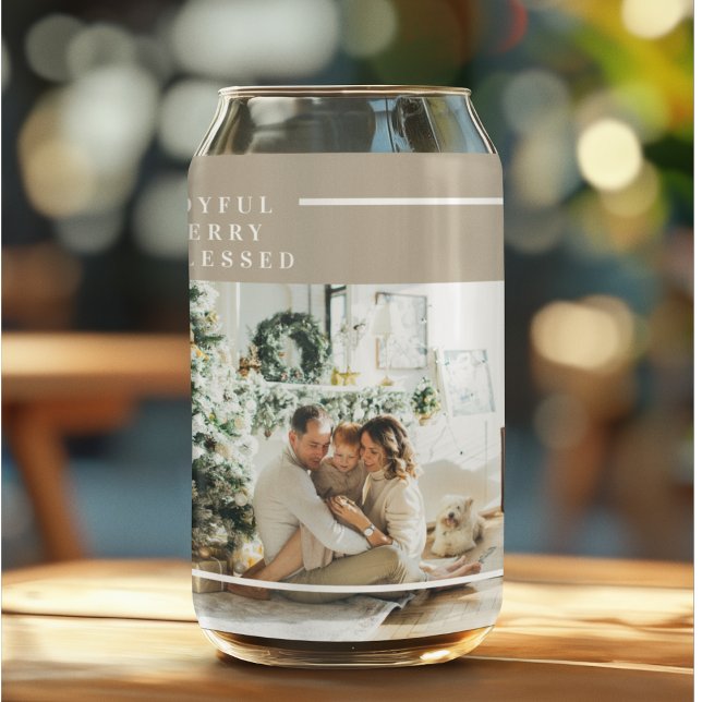 Verre Canette Photo de famille moderne | Joyeux Joyeux Joyeux Bé (Créateur téléchargé)