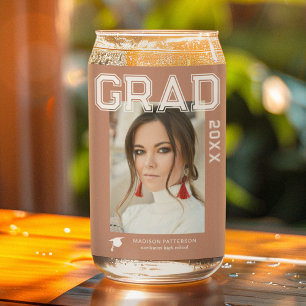 Verre Canette Photo Graduation Party Élégant Script moderne
