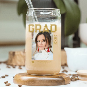 Verre Canette Photo Graduation Party Élégant Script moderne