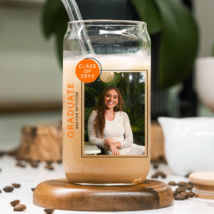 Verre Canette Photo Graduation Party Script moderne Black Orange