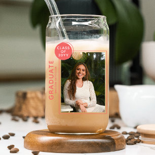 Verre Canette Photo Graduation Party Script moderne Rouge clair