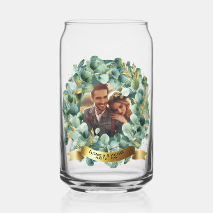 Verre Canette PHOTO Mariage Newlyweds Eucalyptus Feuille Cadeau