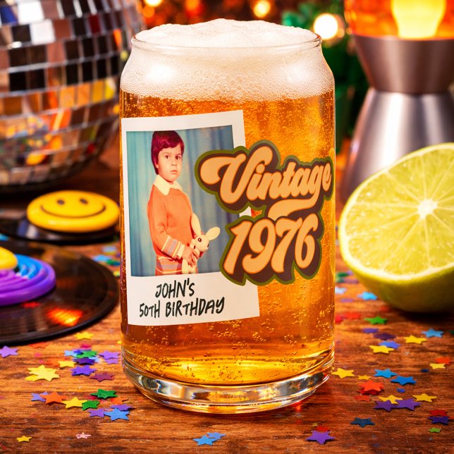Verre Canette Photo vintage 1976 50e anniversaire (Vintage 1976 50th Birthday Photo Can Glass)