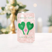 Pickleball Mariage rose et vert Preppy