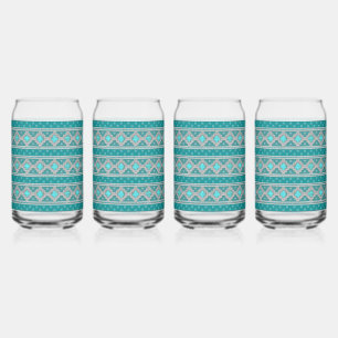 Verre Canette Pierres Turquoise Sud-Ouest Motif géométrique