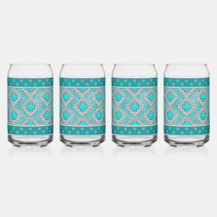 Verre Canette Pierres Turquoise Sud-Ouest Motif géométrique
