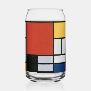 Verre Canette Piet Mondrian Rouge Bleu Jaune Art Abstrait
