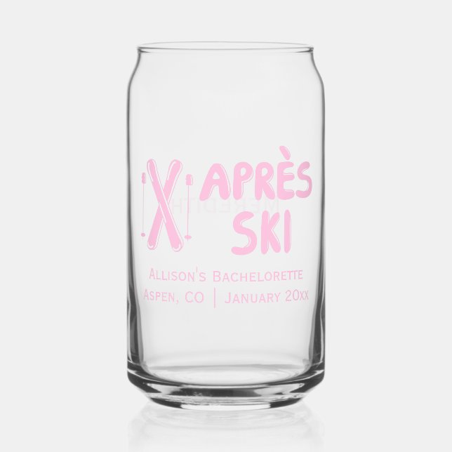 Verre Canette Pink Apres Ski Winter Bachelorette Party Favoriser (Recto)