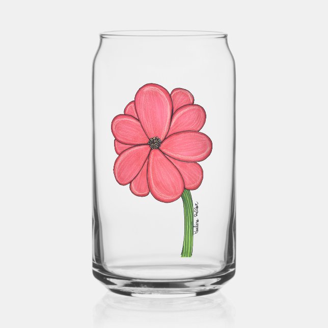 Verre Canette Pink Full Flower (Recto)