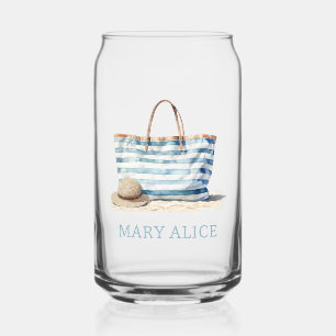 Verre Canette Plage Bleu et Bleu Blancs Fourre-tout