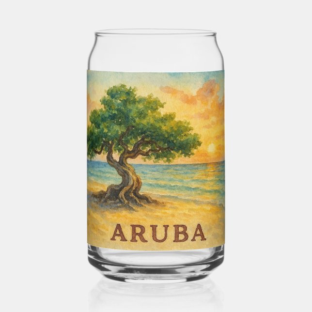 Verre Canette Plage Eagle Aruba Divi Tree Heure dorée (Verso)