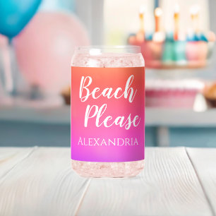 Verre Canette Plage Personnalisée S'Il Vous Plaît Orange Rose Om