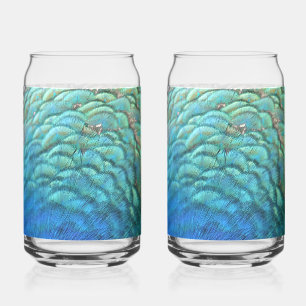 Verre Canette Plumes de paon I Design de nature abstrait coloré