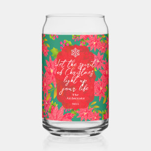 Verre Canette Poinsettia de Noël vert