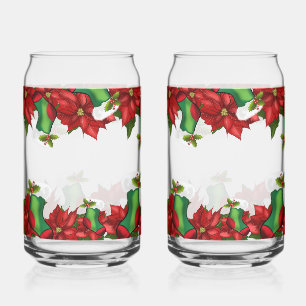 Verre Canette Poinsettia et chaussettes de Noël   Fêtes de fin d