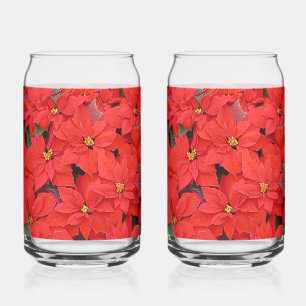 Verre Canette Poinsettias rouge I