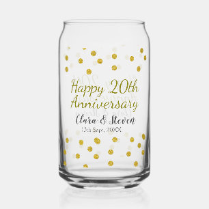 Verre Canette Points dorés scintillent joyeux 20e anniversaire d