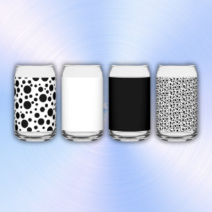 Verre Canette Pois noirs en blanc