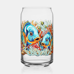 Verre Canette Poissons Tropicaux Couleurs Vives Ambiance Été