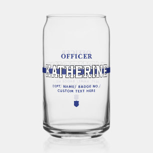Verre Canette Policier personnalisé Ligne Bleue Mince