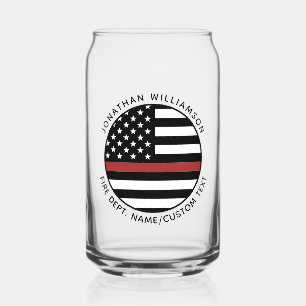 Verre Canette Pompier personnalisé Mince Red Line USA Drapeau