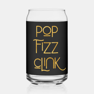 Verre Canette Pop Fizz Clink Élégante Typographie